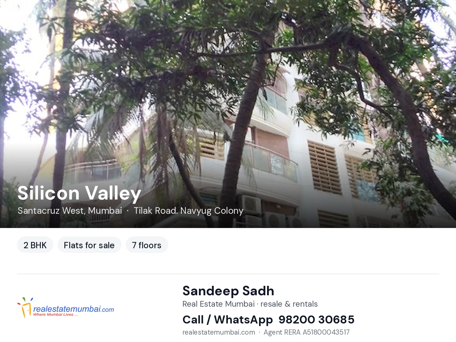 Silicon Valley, Santacruz West, Mumbai — 2 BHK flats for sale | Real Estate Mumbai, Sandeep Sadh 98200 30685