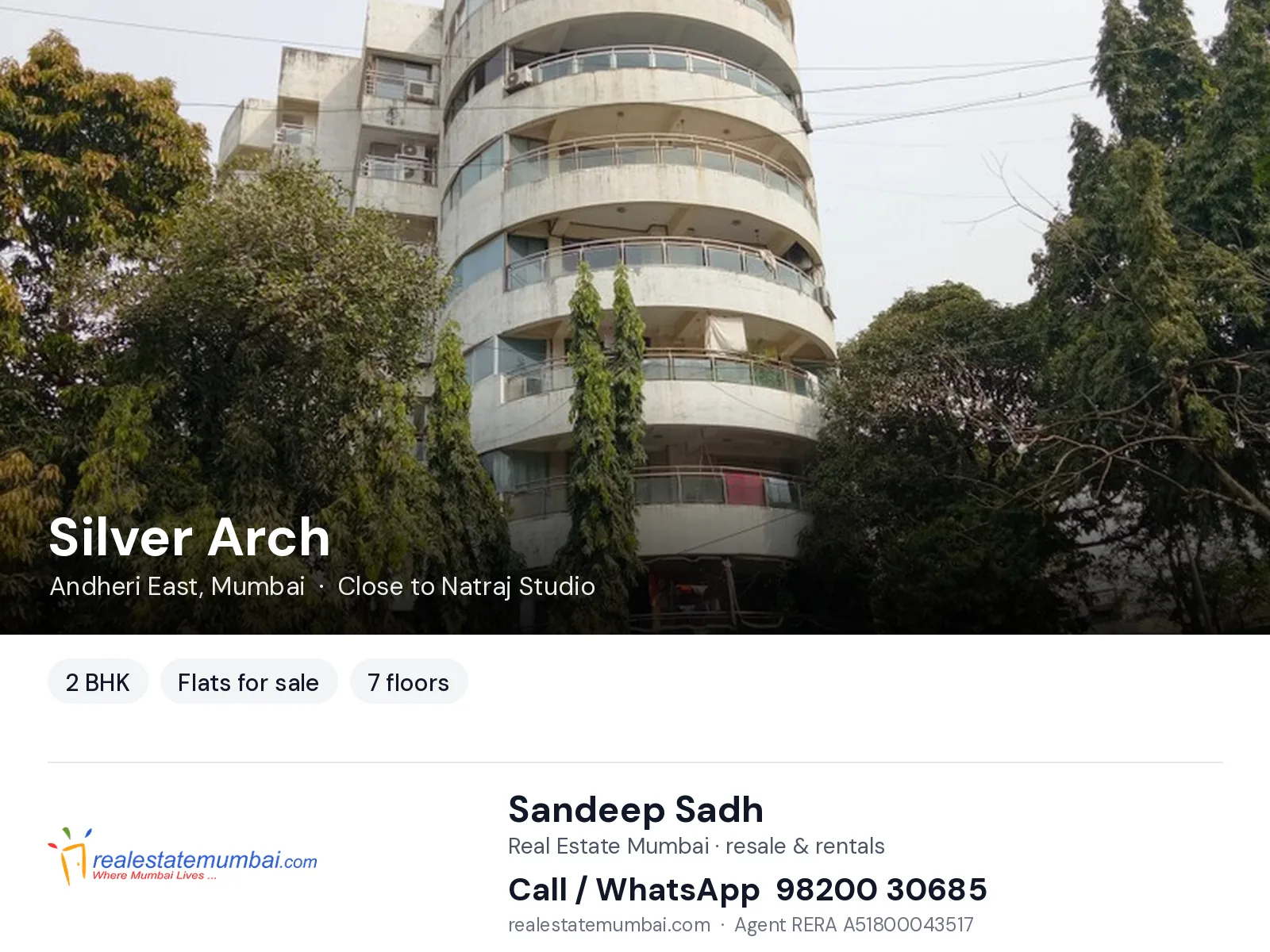 Silver Arch, Andheri East, Mumbai — 2 BHK flats for sale | Real Estate Mumbai, Sandeep Sadh 98200 30685