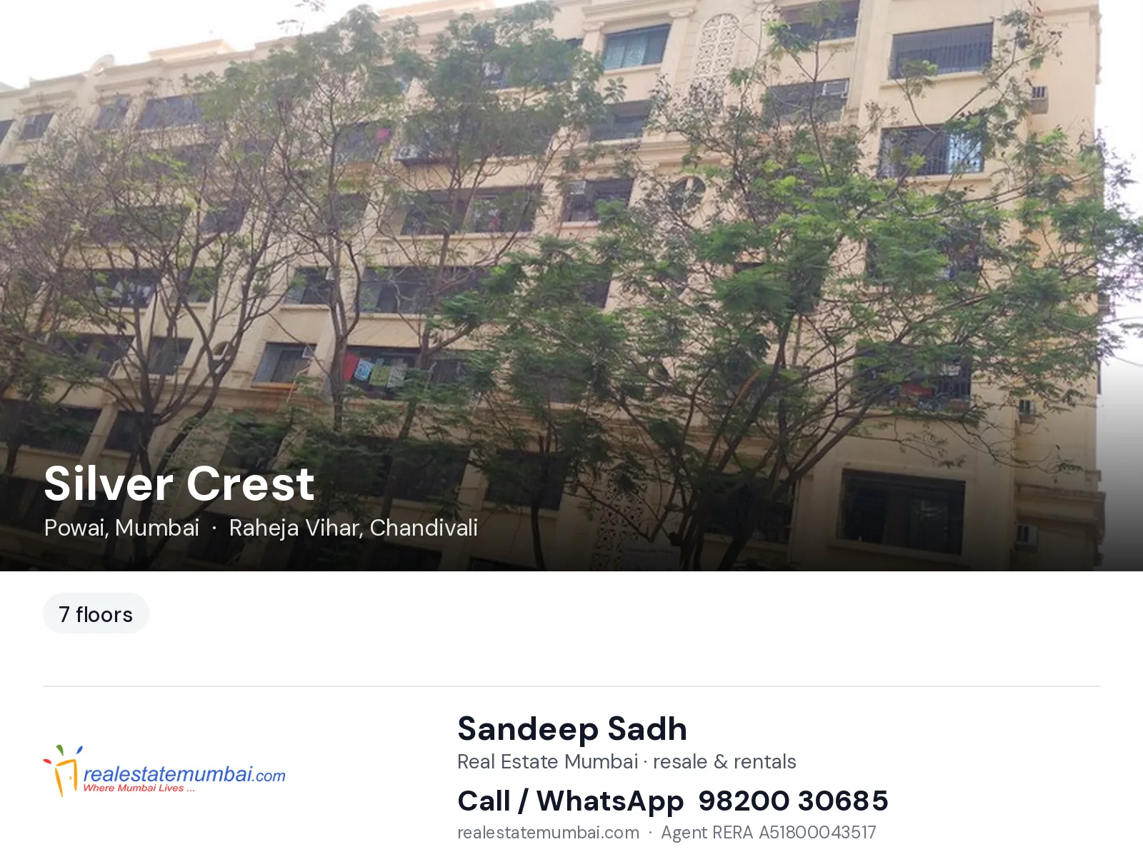 Silver Crest, Powai, Mumbai — flats | Real Estate Mumbai, Sandeep Sadh 98200 30685