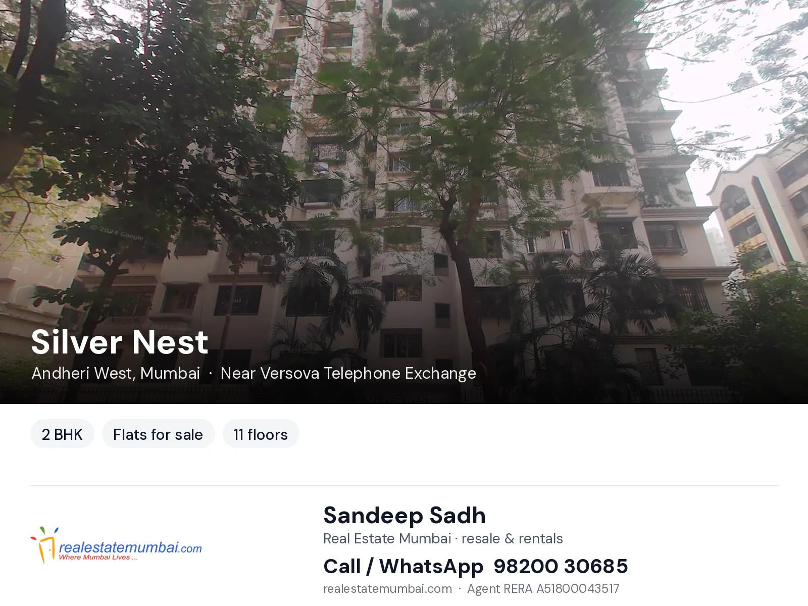 Silver Nest, Andheri West, Mumbai — 2 BHK flats for sale | Real Estate Mumbai, Sandeep Sadh 98200 30685