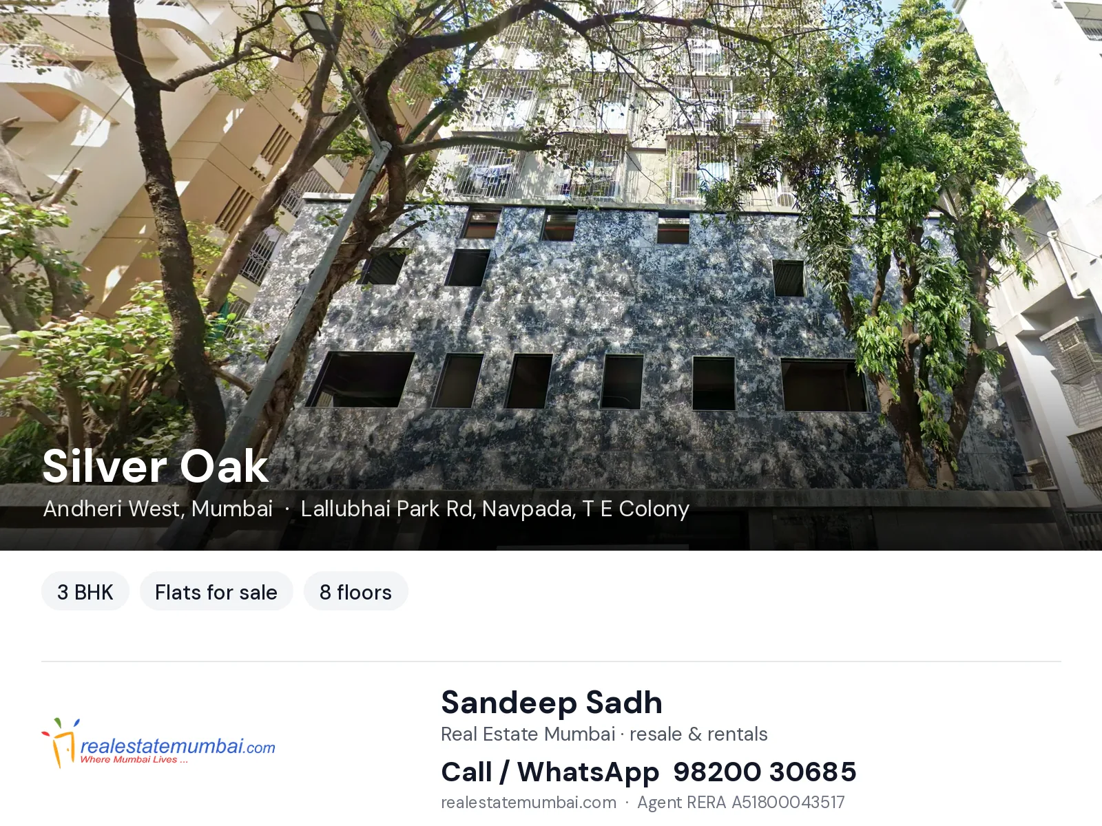 Silver Oak, Andheri West, Mumbai — 3 BHK flats for sale | Real Estate Mumbai, Sandeep Sadh 98200 30685