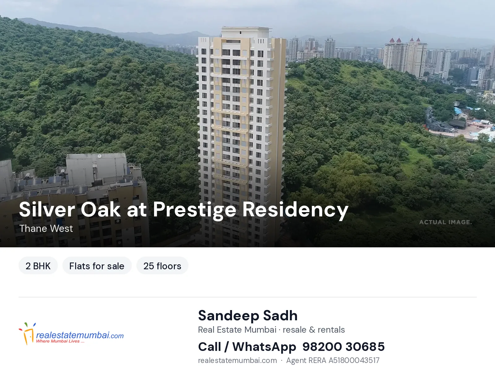 Silver Oak at Prestige Residency, Thane West — 2 BHK flats for sale | Real Estate Mumbai, Sandeep Sadh 98200 30685