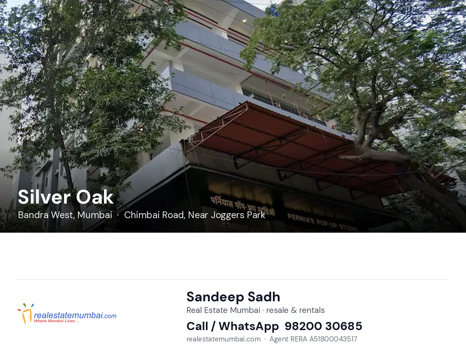Silver Oak, Bandra West, Mumbai — flats | Real Estate Mumbai, Sandeep Sadh 98200 30685