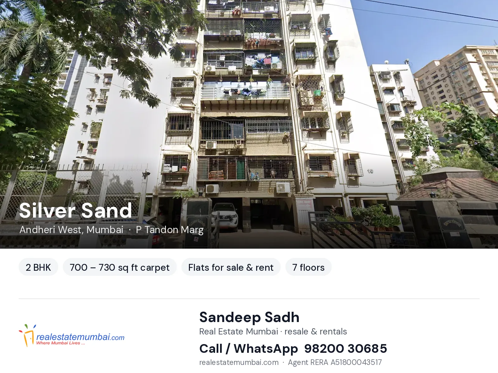 Silver Sand, Andheri West, Mumbai — 2 BHK flats for sale & rent | Real Estate Mumbai, Sandeep Sadh 98200 30685