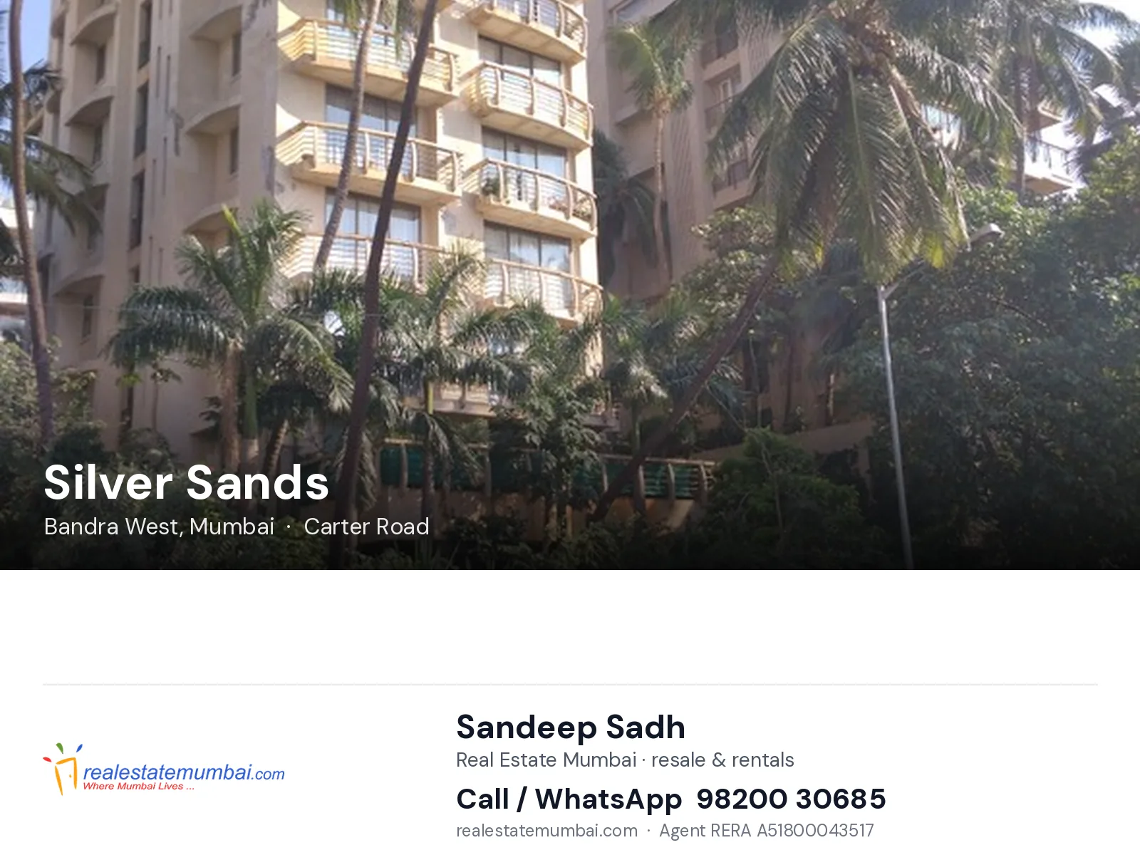 Silver Sands, Bandra West, Mumbai — flats | Real Estate Mumbai, Sandeep Sadh 98200 30685