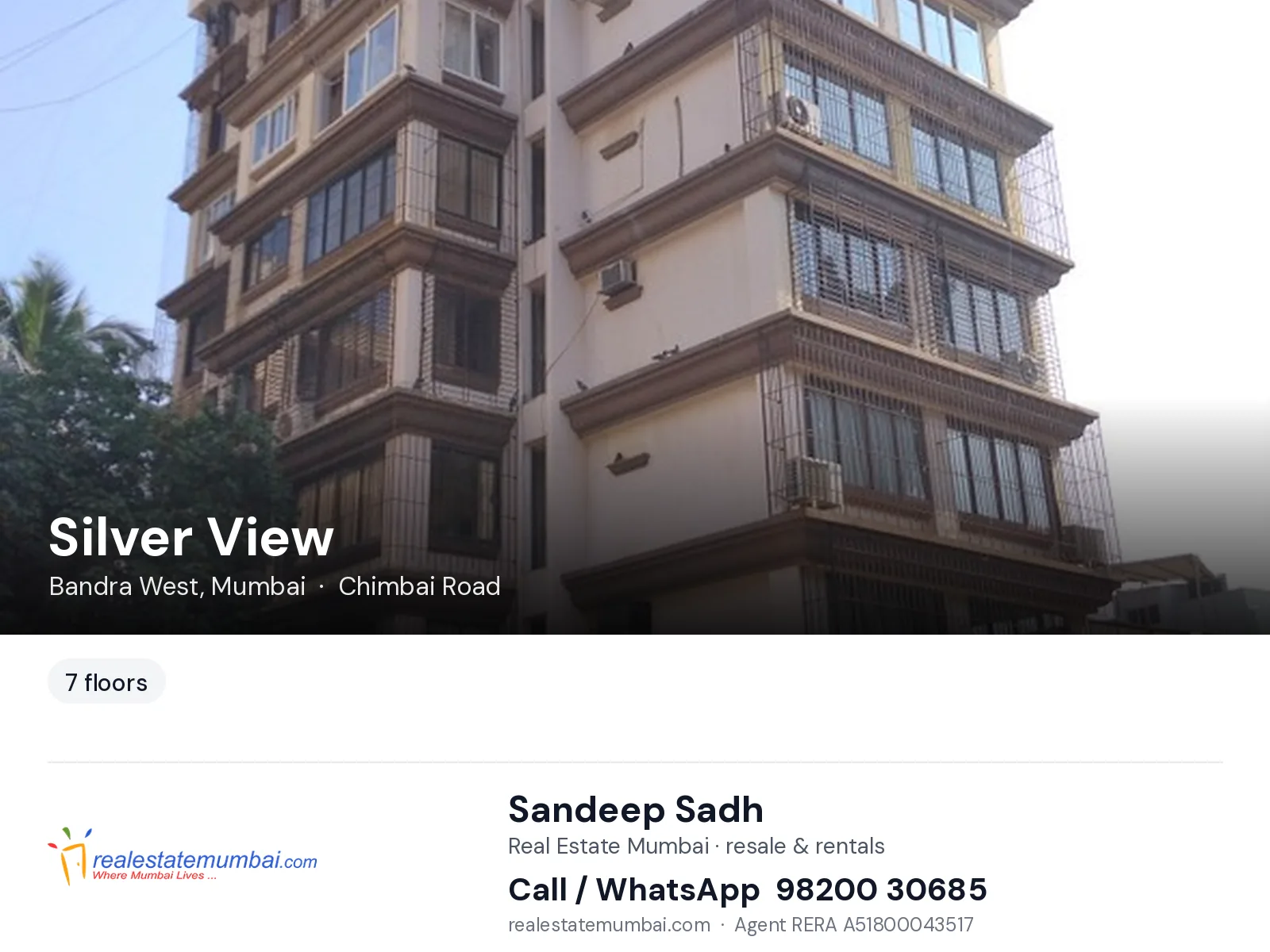 Silver View, Bandra West, Mumbai — flats | Real Estate Mumbai, Sandeep Sadh 98200 30685