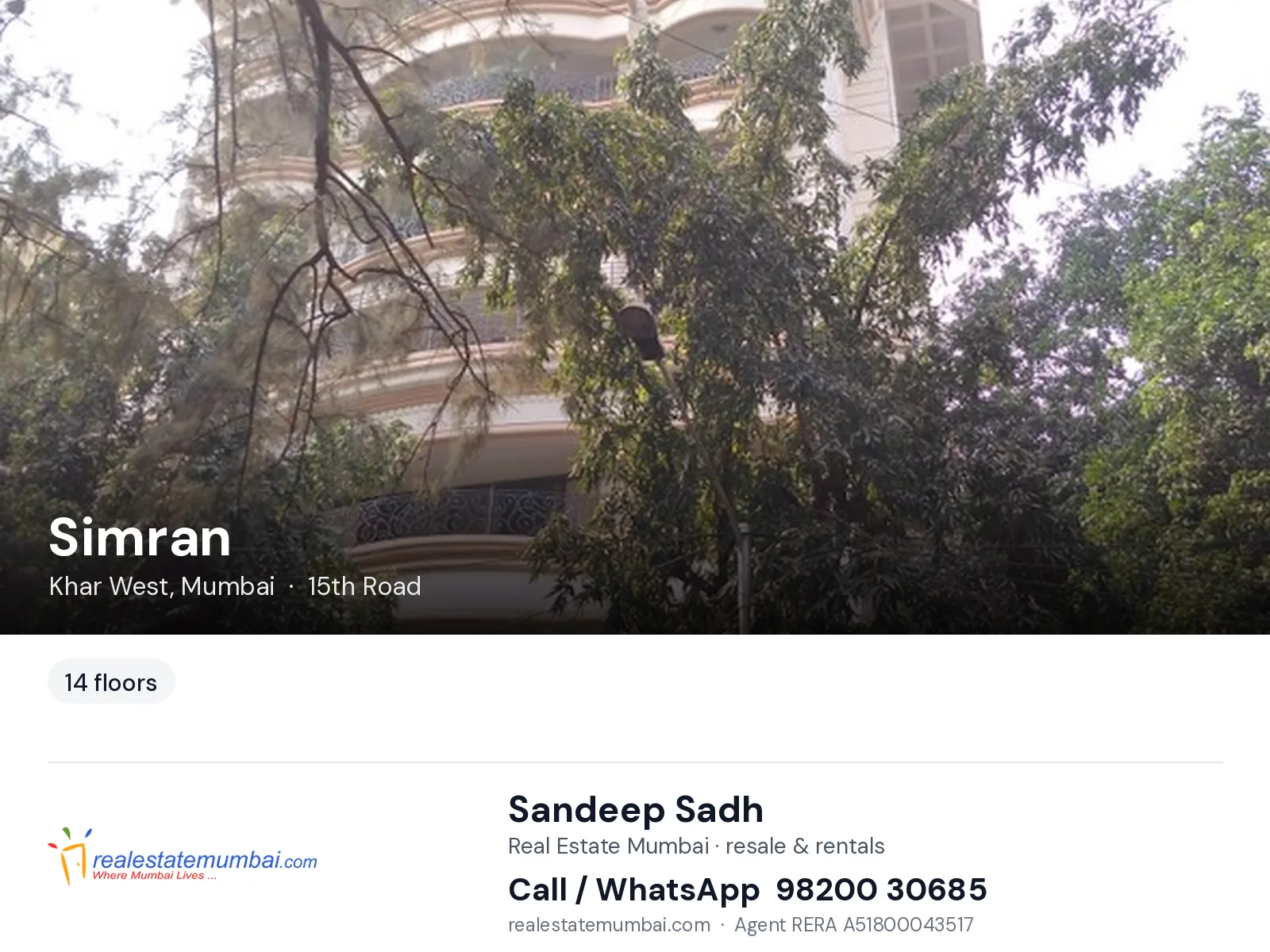 Simran, Khar West, Mumbai — flats | Real Estate Mumbai, Sandeep Sadh 98200 30685