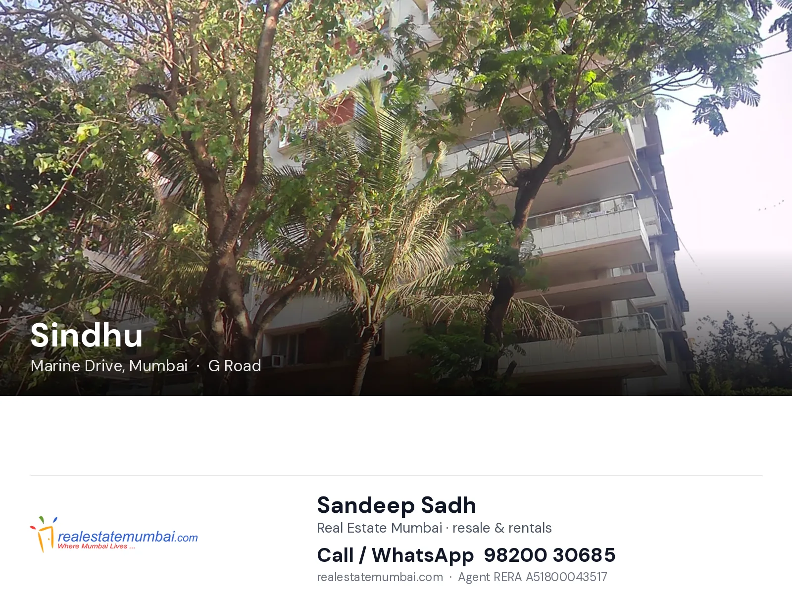 Sindhu, Marine Drive, Mumbai — flats | Real Estate Mumbai, Sandeep Sadh 98200 30685