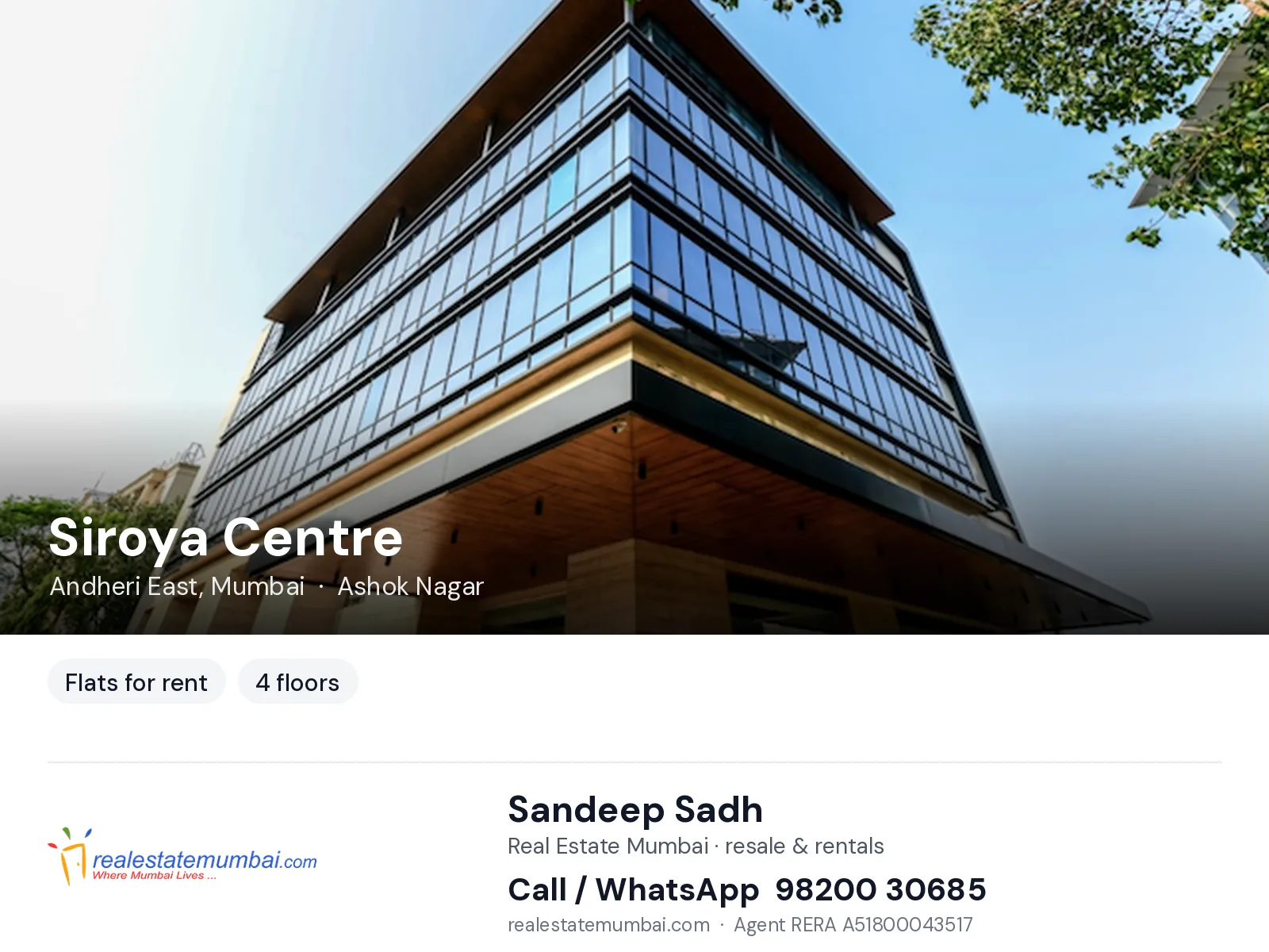 Siroya Centre, Andheri East, Mumbai — flats for rent | Real Estate Mumbai, Sandeep Sadh 98200 30685