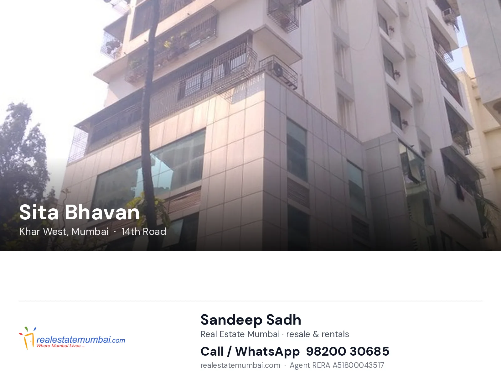 Sita Bhavan, Khar West, Mumbai — flats | Real Estate Mumbai, Sandeep Sadh 98200 30685