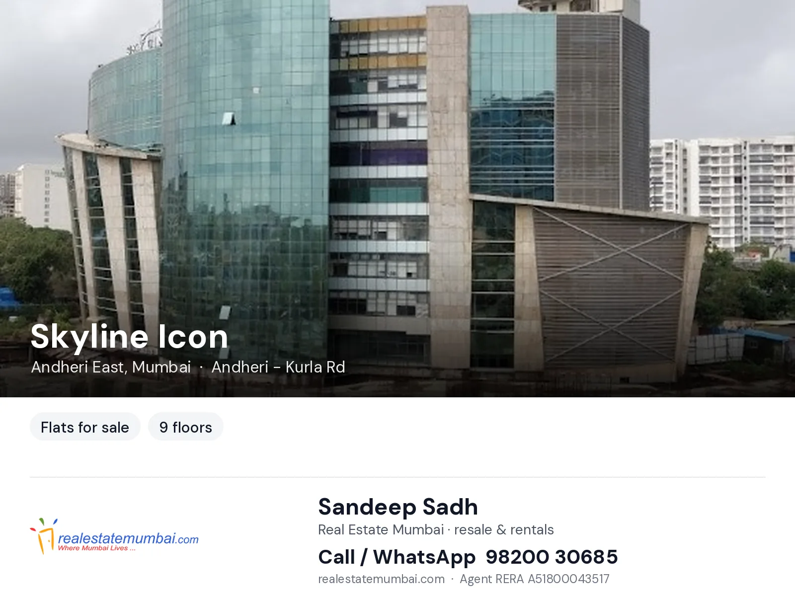 Skyline Icon, Andheri East, Mumbai — flats for sale | Real Estate Mumbai, Sandeep Sadh 98200 30685