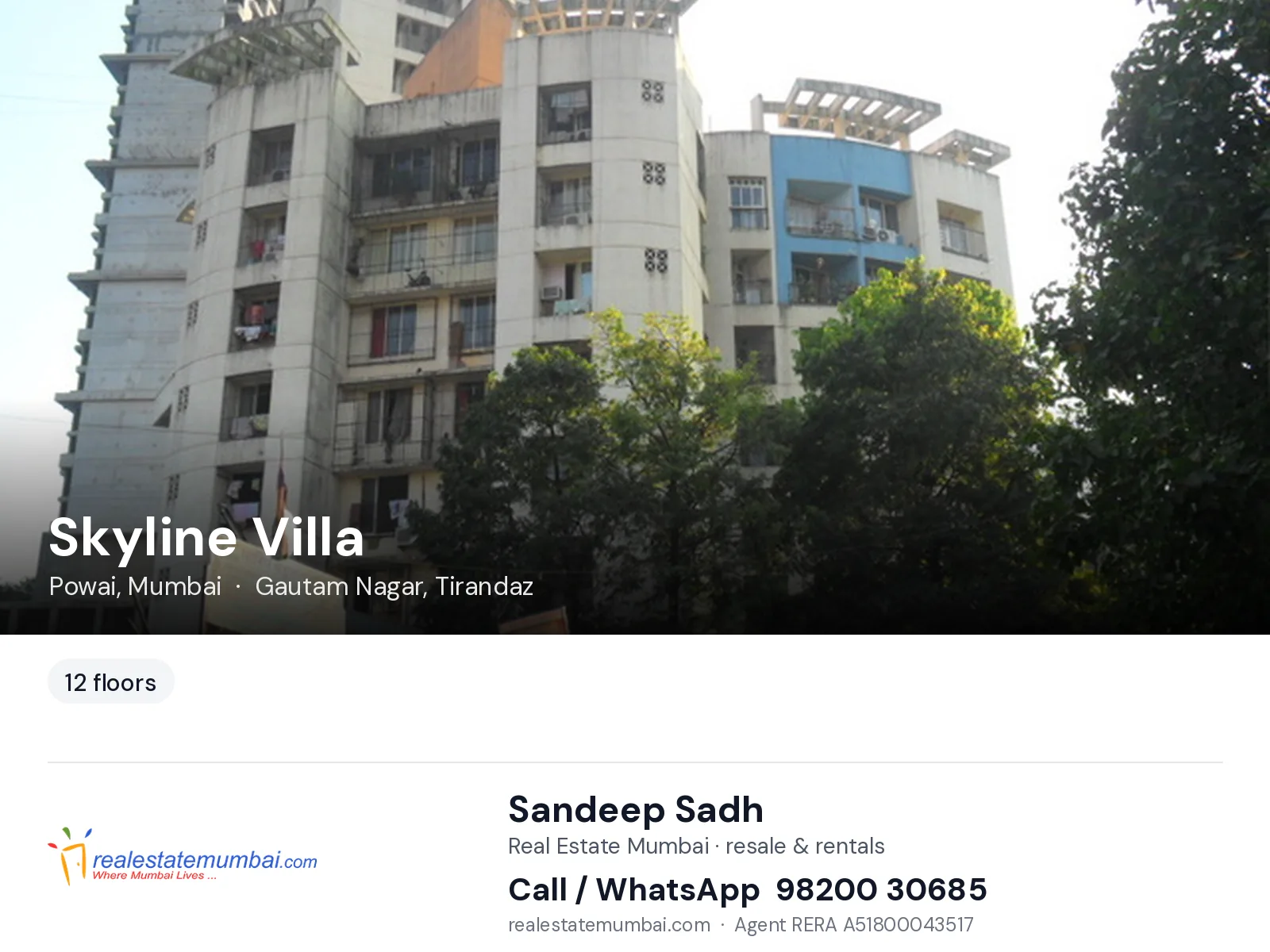 Skyline Villa, Powai, Mumbai — flats | Real Estate Mumbai, Sandeep Sadh 98200 30685