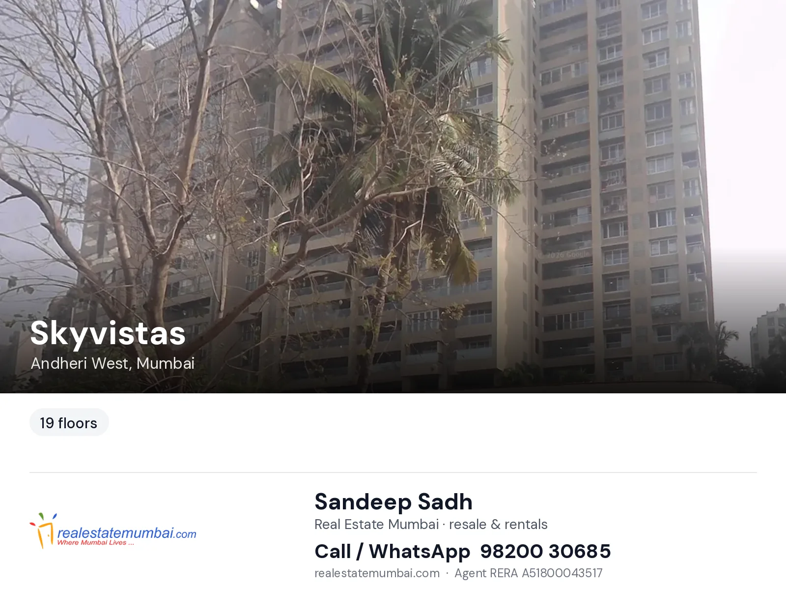 Skyvistas, Andheri West, Mumbai — flats | Real Estate Mumbai, Sandeep Sadh 98200 30685