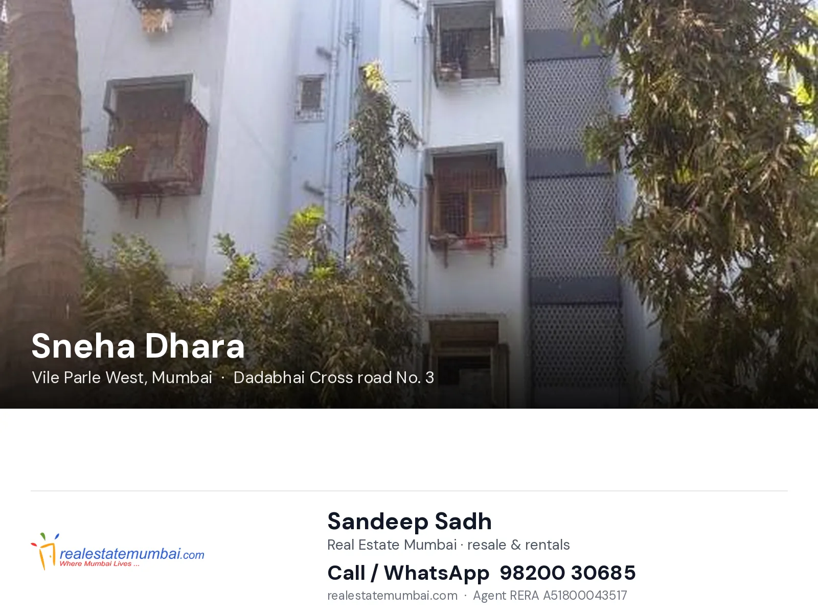 Sneha Dhara, Vile Parle West, Mumbai — flats | Real Estate Mumbai, Sandeep Sadh 98200 30685