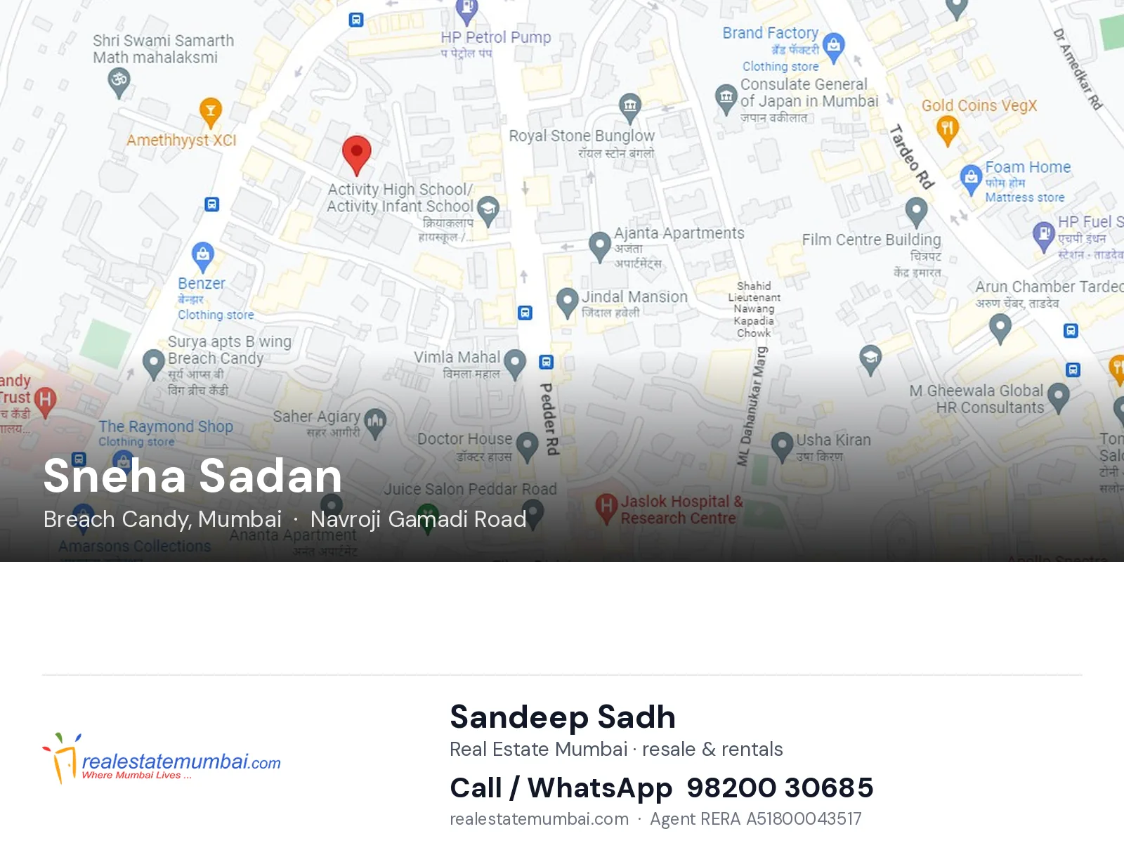 Sneha Sadan, Breach Candy, Mumbai — flats | Real Estate Mumbai, Sandeep Sadh 98200 30685