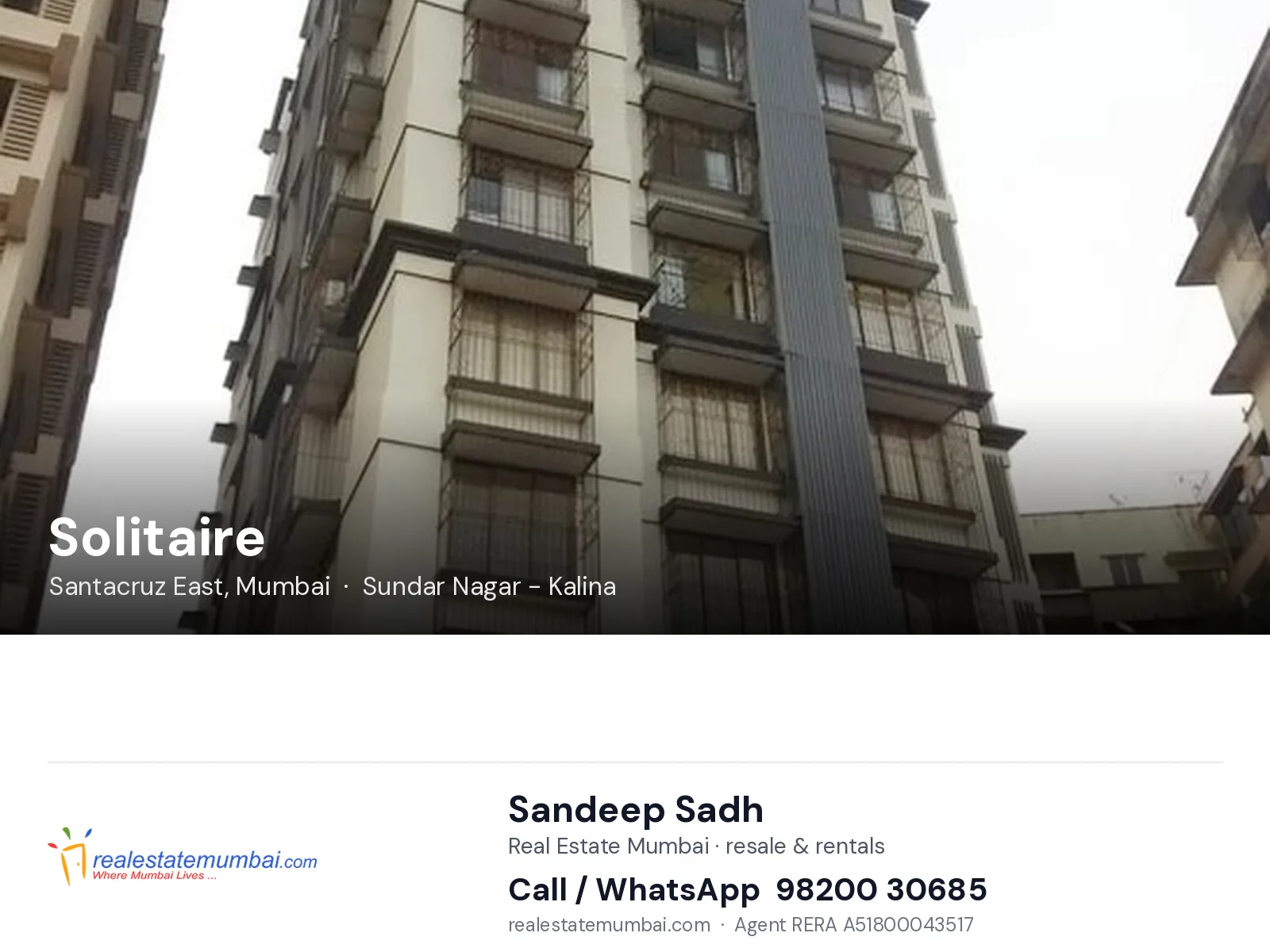 Solitaire, Santacruz East, Mumbai — flats | Real Estate Mumbai, Sandeep Sadh 98200 30685