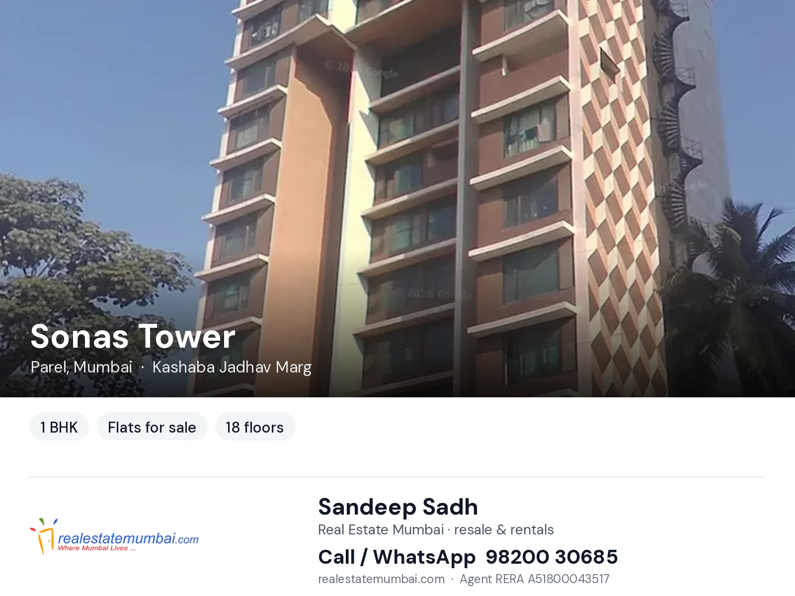 Sonas Tower, Parel, Mumbai — 1 BHK flats for sale | Real Estate Mumbai, Sandeep Sadh 98200 30685