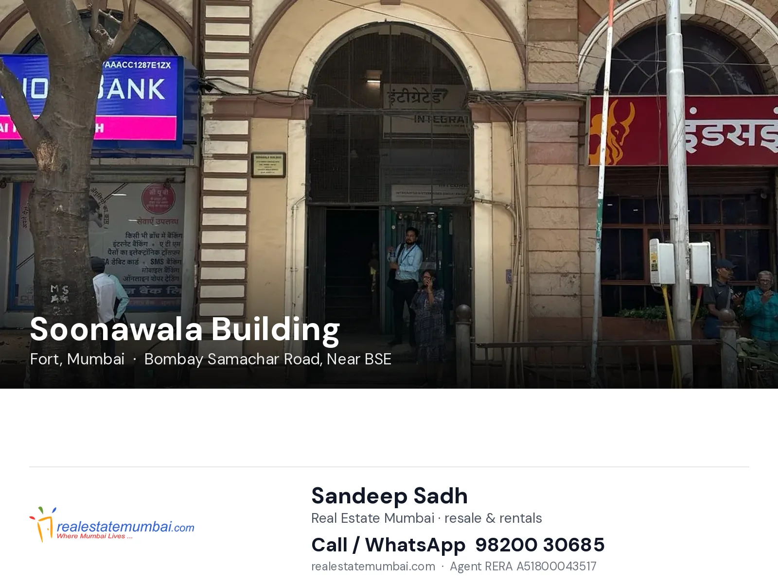 Soonawala Building, Fort, Mumbai — flats | Real Estate Mumbai, Sandeep Sadh 98200 30685