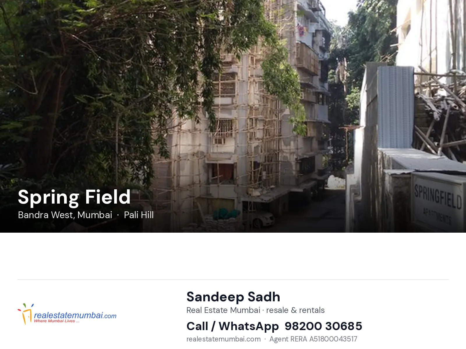 Spring Field, Bandra West, Mumbai — flats | Real Estate Mumbai, Sandeep Sadh 98200 30685