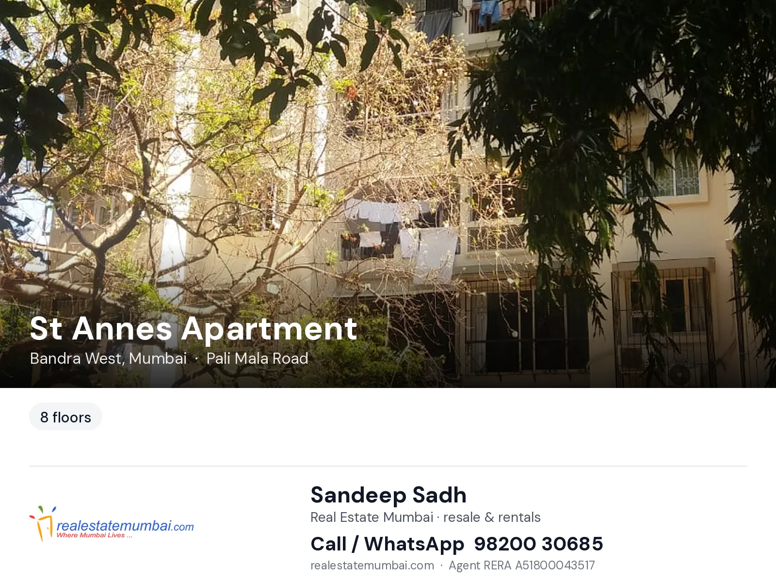 St Annes Apartment, Bandra West, Mumbai — flats | Real Estate Mumbai, Sandeep Sadh 98200 30685