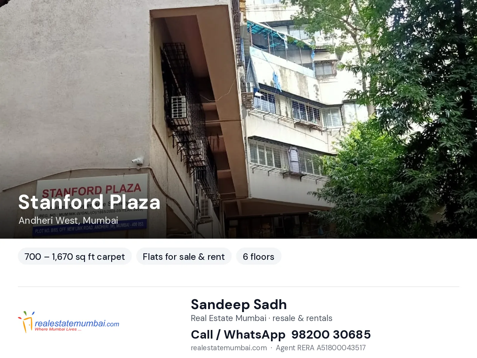 Stanford Plaza, Andheri West, Mumbai — flats for sale & rent | Real Estate Mumbai, Sandeep Sadh 98200 30685
