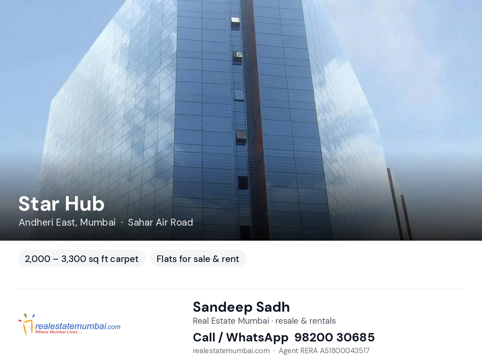 Star Hub, Andheri East, Mumbai — flats for sale & rent | Real Estate Mumbai, Sandeep Sadh 98200 30685