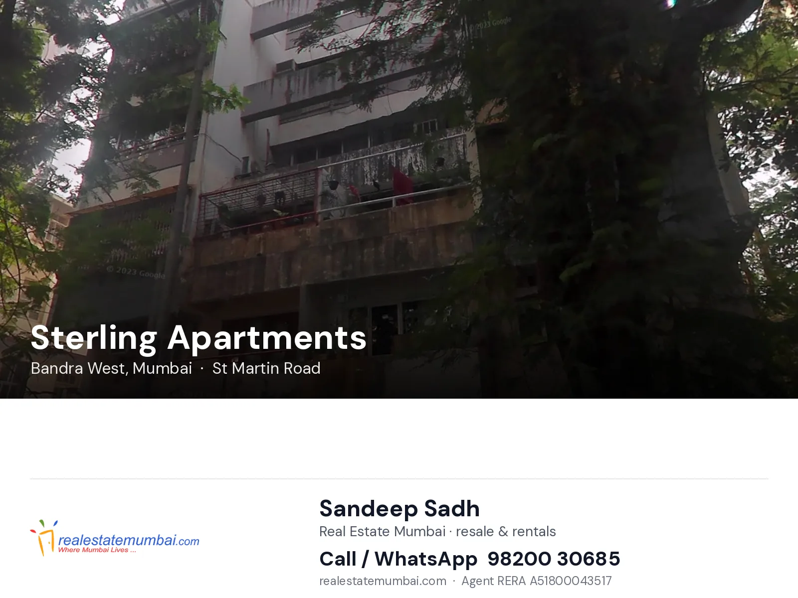 Sterling Apartments, Bandra West, Mumbai — flats | Real Estate Mumbai, Sandeep Sadh 98200 30685