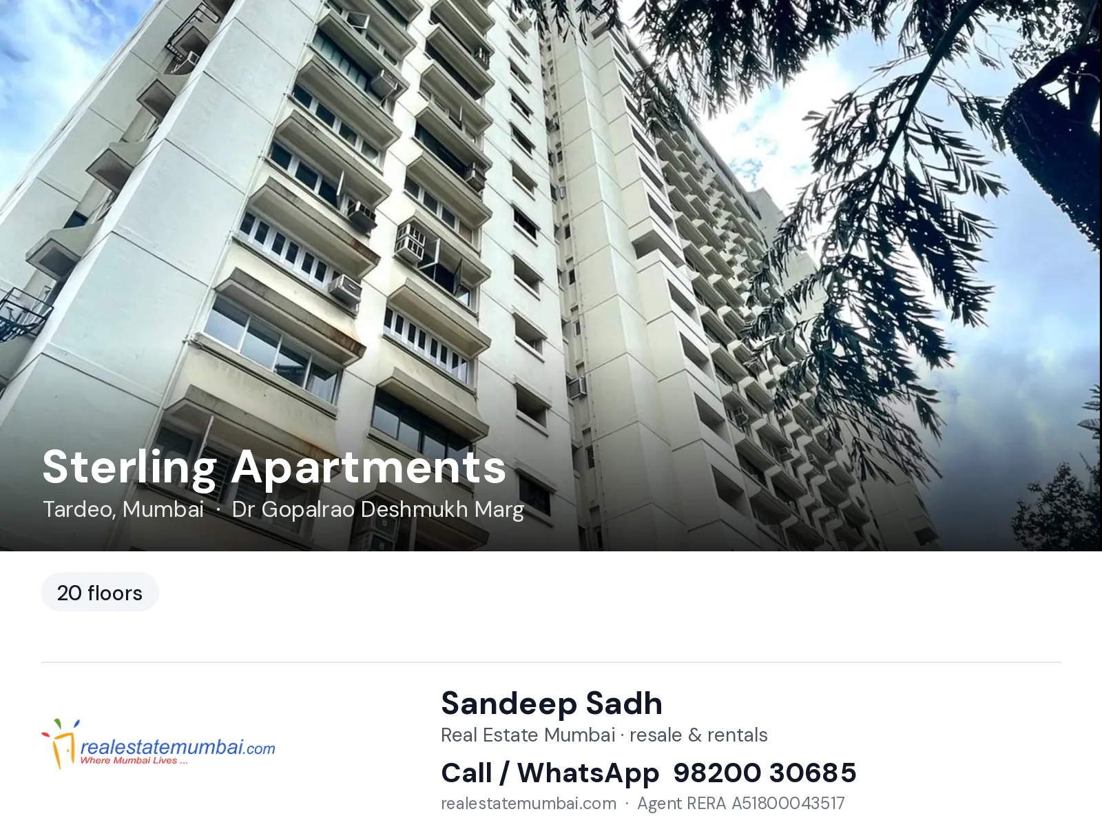 Sterling Apartments, Tardeo, Mumbai — flats | Real Estate Mumbai, Sandeep Sadh 98200 30685