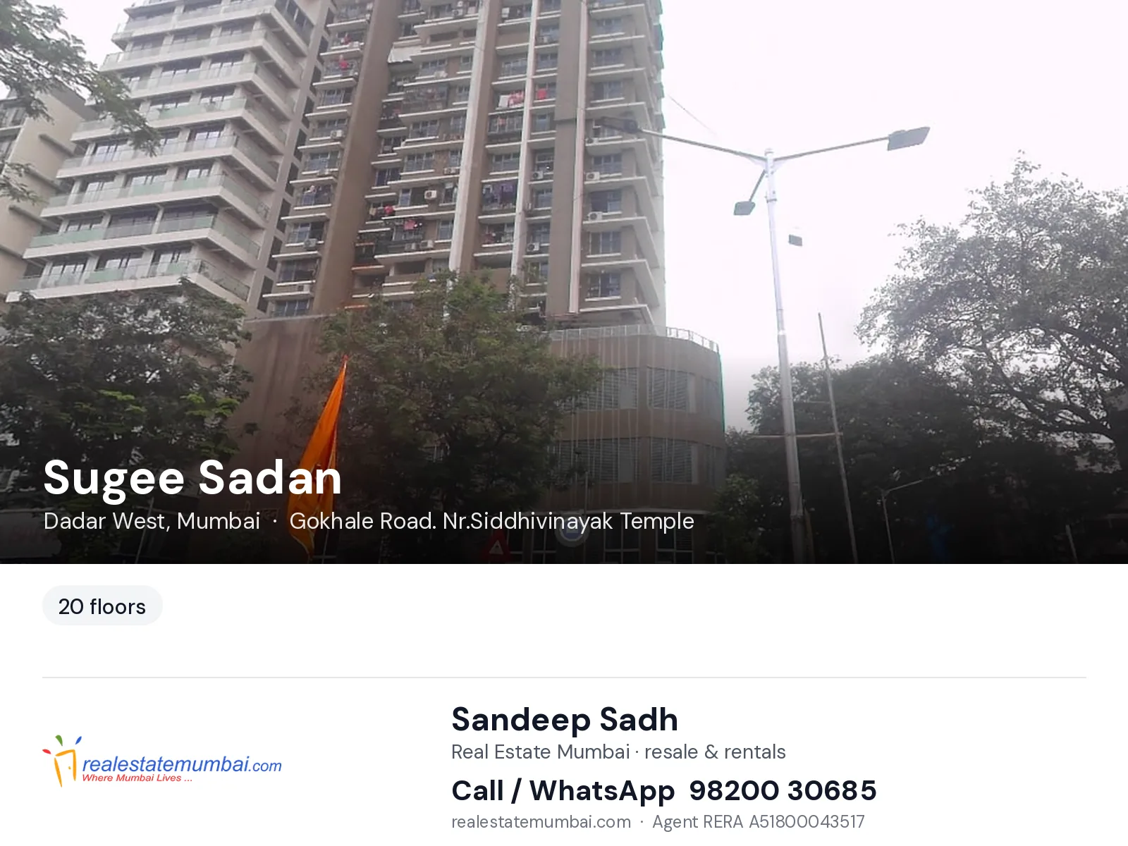 Sugee Sadan, Dadar West, Mumbai — flats | Real Estate Mumbai, Sandeep Sadh 98200 30685