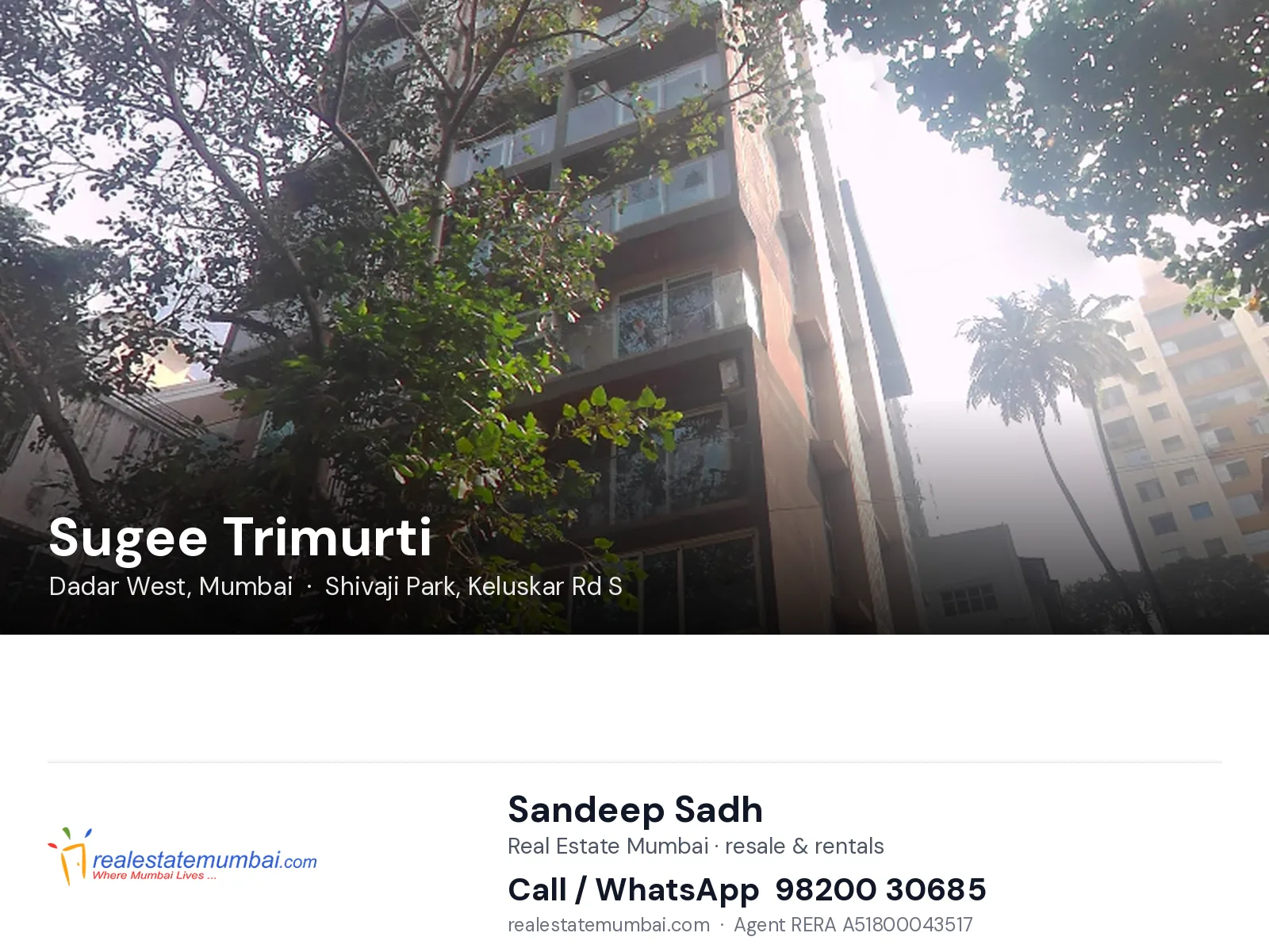 Sugee Trimurti, Dadar West, Mumbai — flats | Real Estate Mumbai, Sandeep Sadh 98200 30685