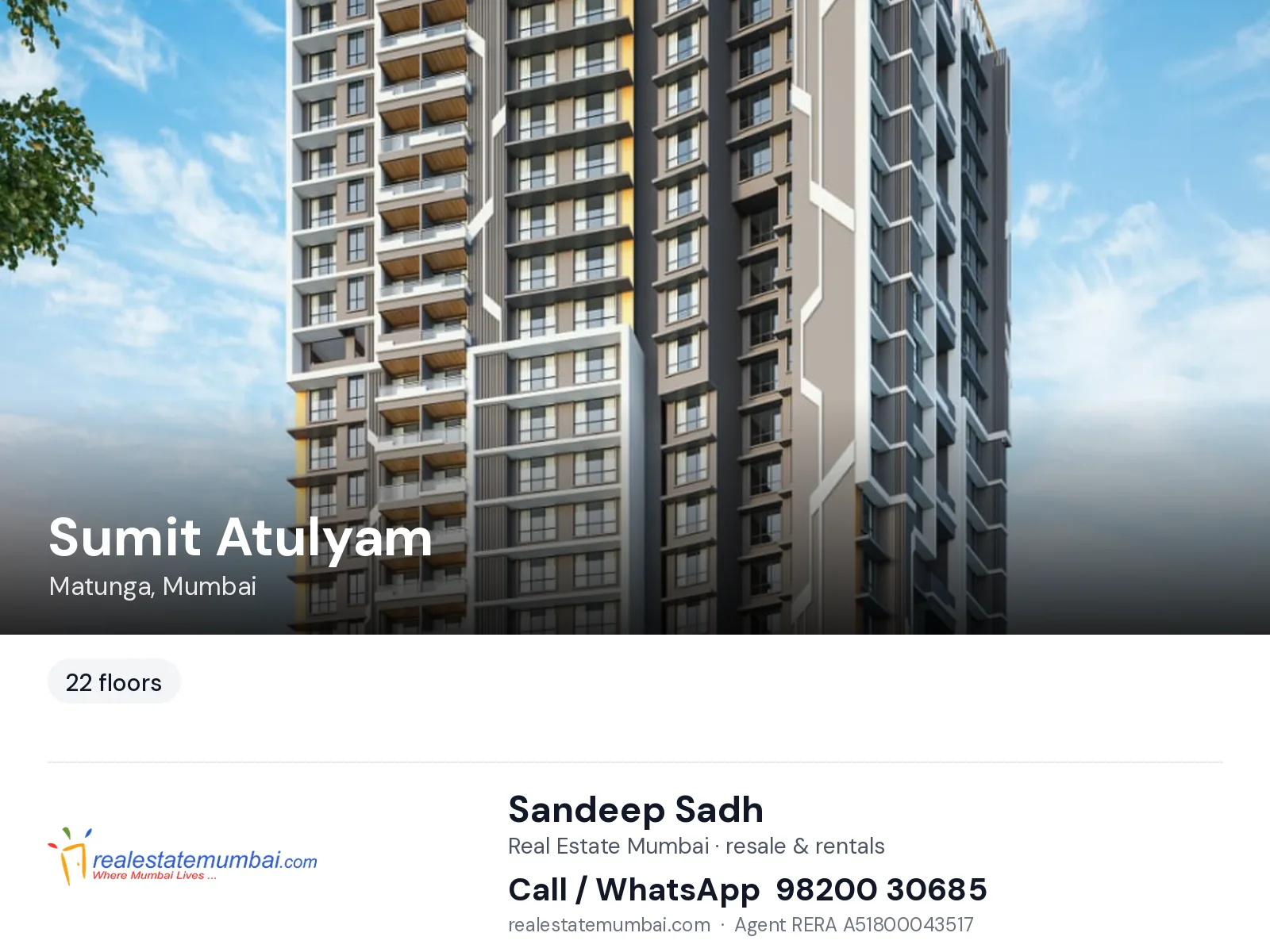 Sumit Atulyam, Matunga, Mumbai — flats | Real Estate Mumbai, Sandeep Sadh 98200 30685