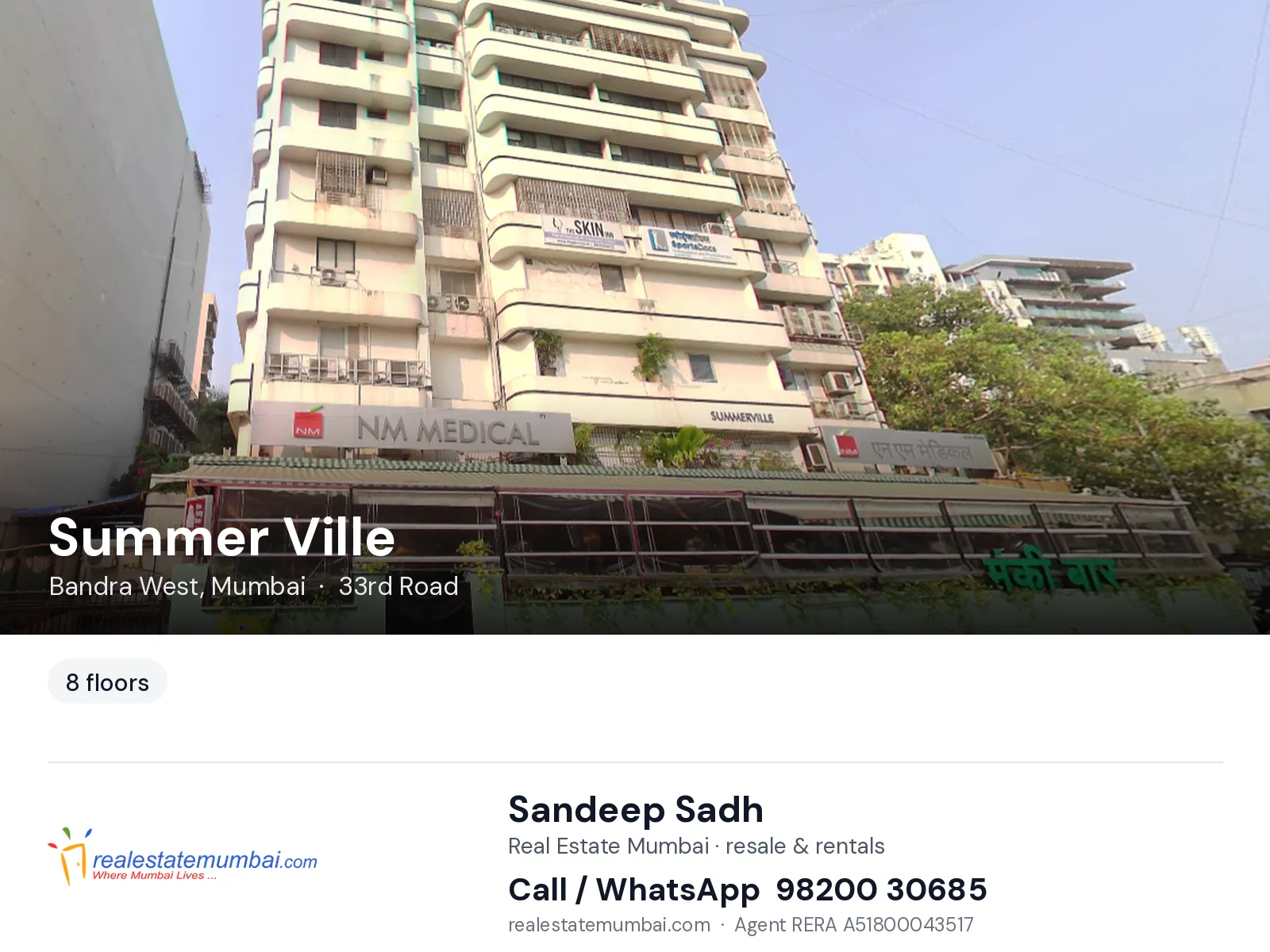 Summer Ville, Bandra West, Mumbai — flats | Real Estate Mumbai, Sandeep Sadh 98200 30685