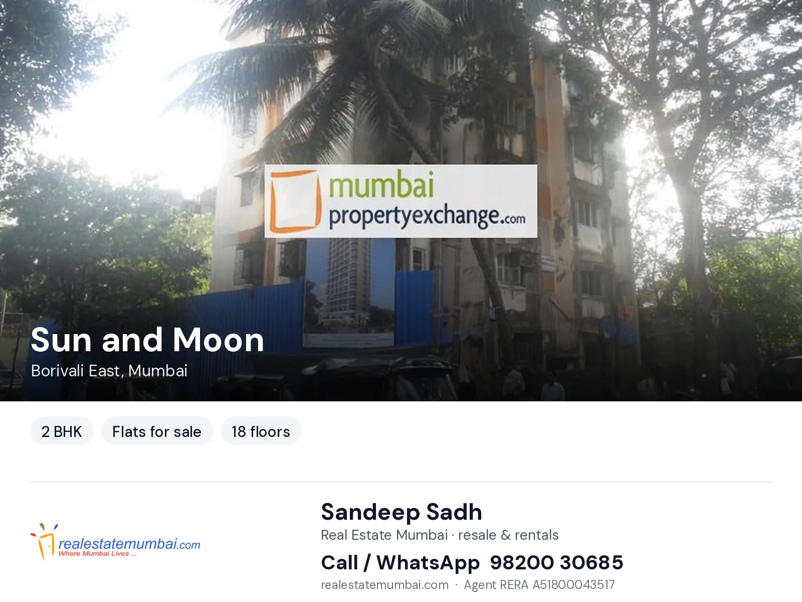 Sun and Moon, Borivali East, Mumbai — 2 BHK flats for sale | Real Estate Mumbai, Sandeep Sadh 98200 30685