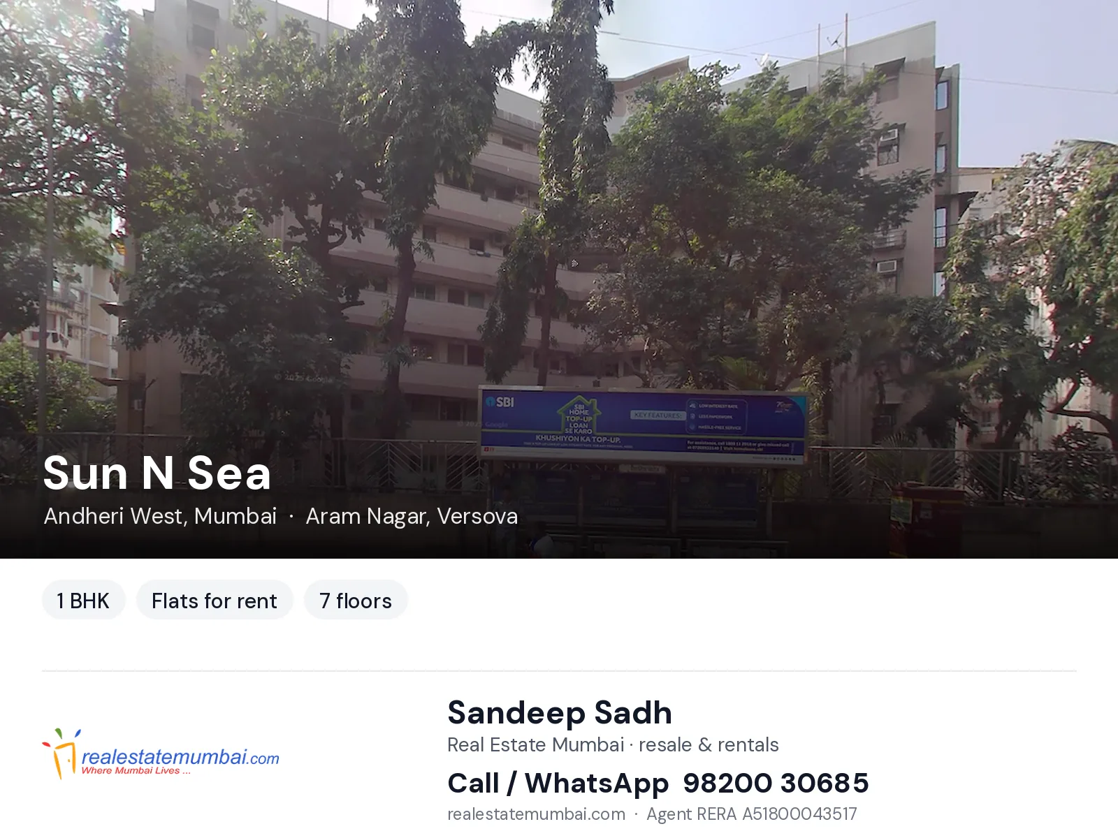 Sun N Sea, Andheri West, Mumbai — 1 BHK flats for rent | Real Estate Mumbai, Sandeep Sadh 98200 30685