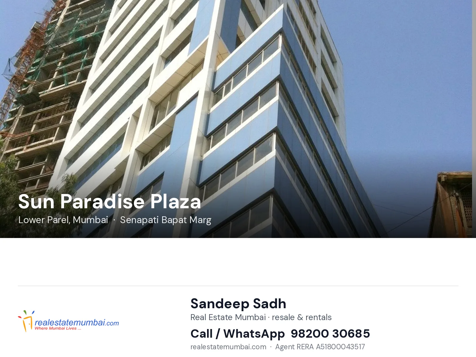 Sun Paradise Plaza, Lower Parel, Mumbai — flats | Real Estate Mumbai, Sandeep Sadh 98200 30685