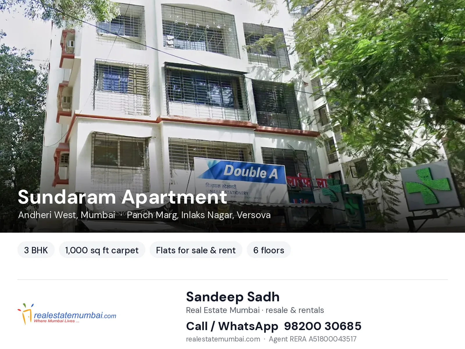 Sundaram Apartment, Andheri West, Mumbai — 3 BHK flats for sale & rent | Real Estate Mumbai, Sandeep Sadh 98200 30685