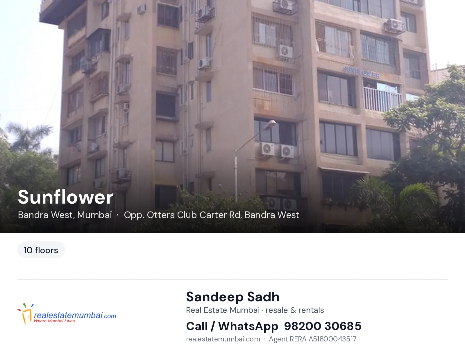 Sunflower, Bandra West, Mumbai — flats | Real Estate Mumbai, Sandeep Sadh 98200 30685