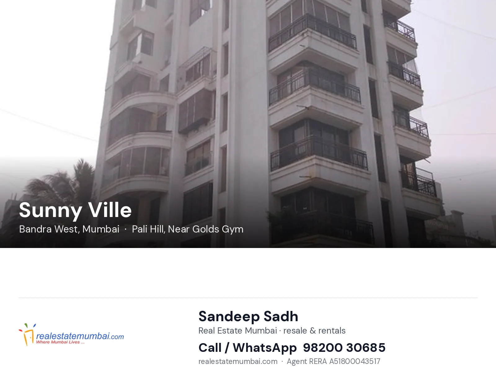 Sunny Ville, Bandra West, Mumbai — flats | Real Estate Mumbai, Sandeep Sadh 98200 30685