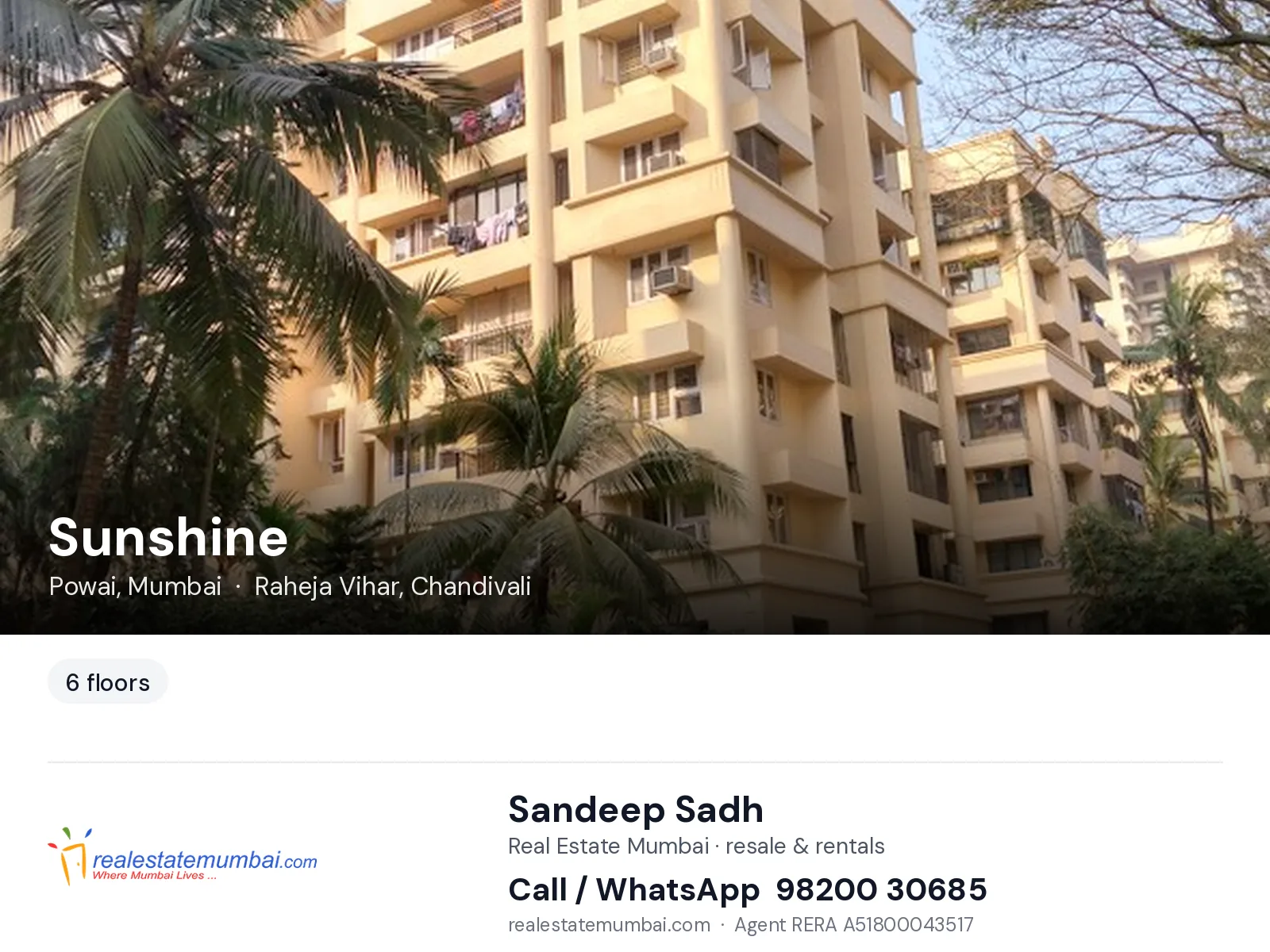 Sunshine, Powai, Mumbai — flats | Real Estate Mumbai, Sandeep Sadh 98200 30685