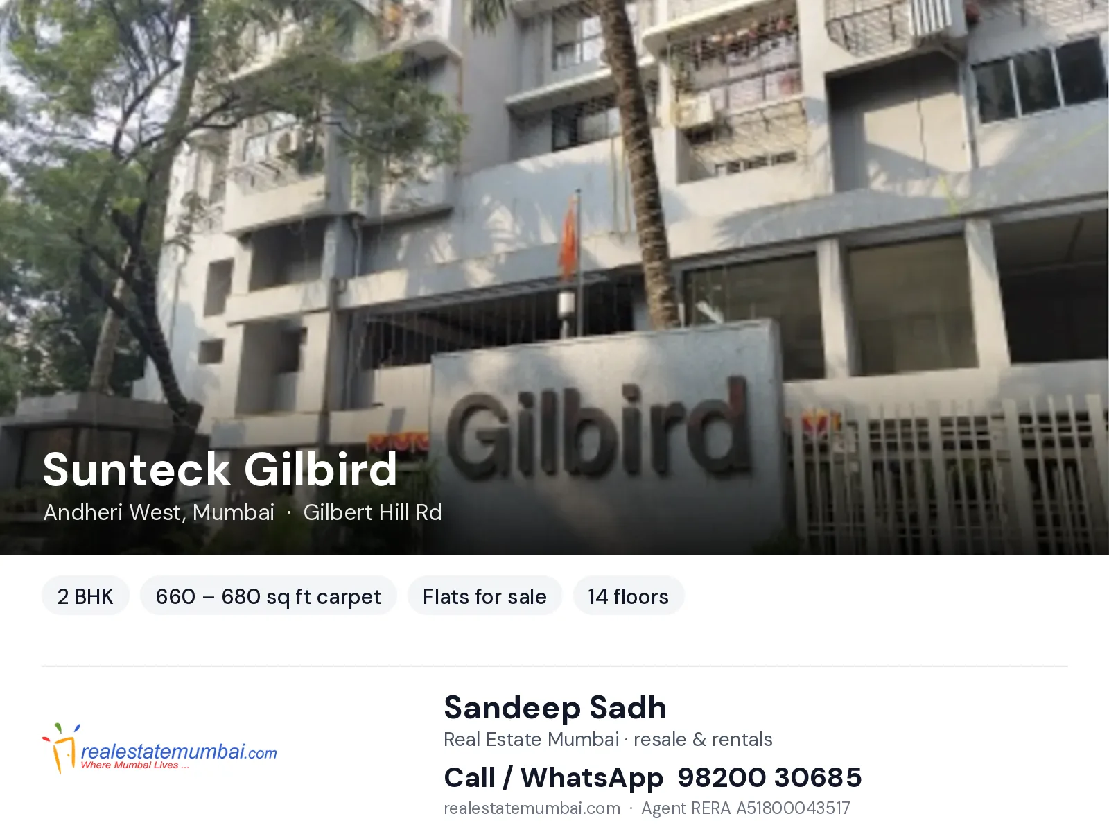 Sunteck Gilbird, Andheri West, Mumbai — 2 BHK flats for sale | Real Estate Mumbai, Sandeep Sadh 98200 30685