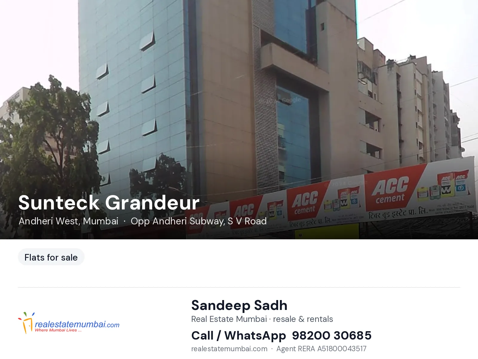 Sunteck Grandeur, Andheri West, Mumbai — flats for sale | Real Estate Mumbai, Sandeep Sadh 98200 30685