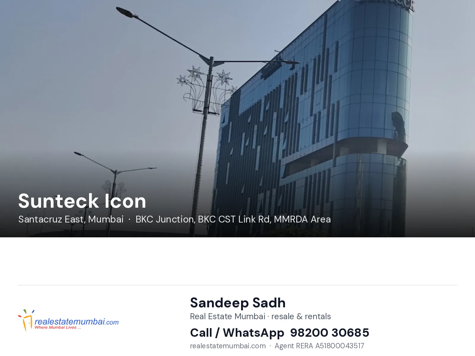 Sunteck Icon, Santacruz East, Mumbai — flats | Real Estate Mumbai, Sandeep Sadh 98200 30685