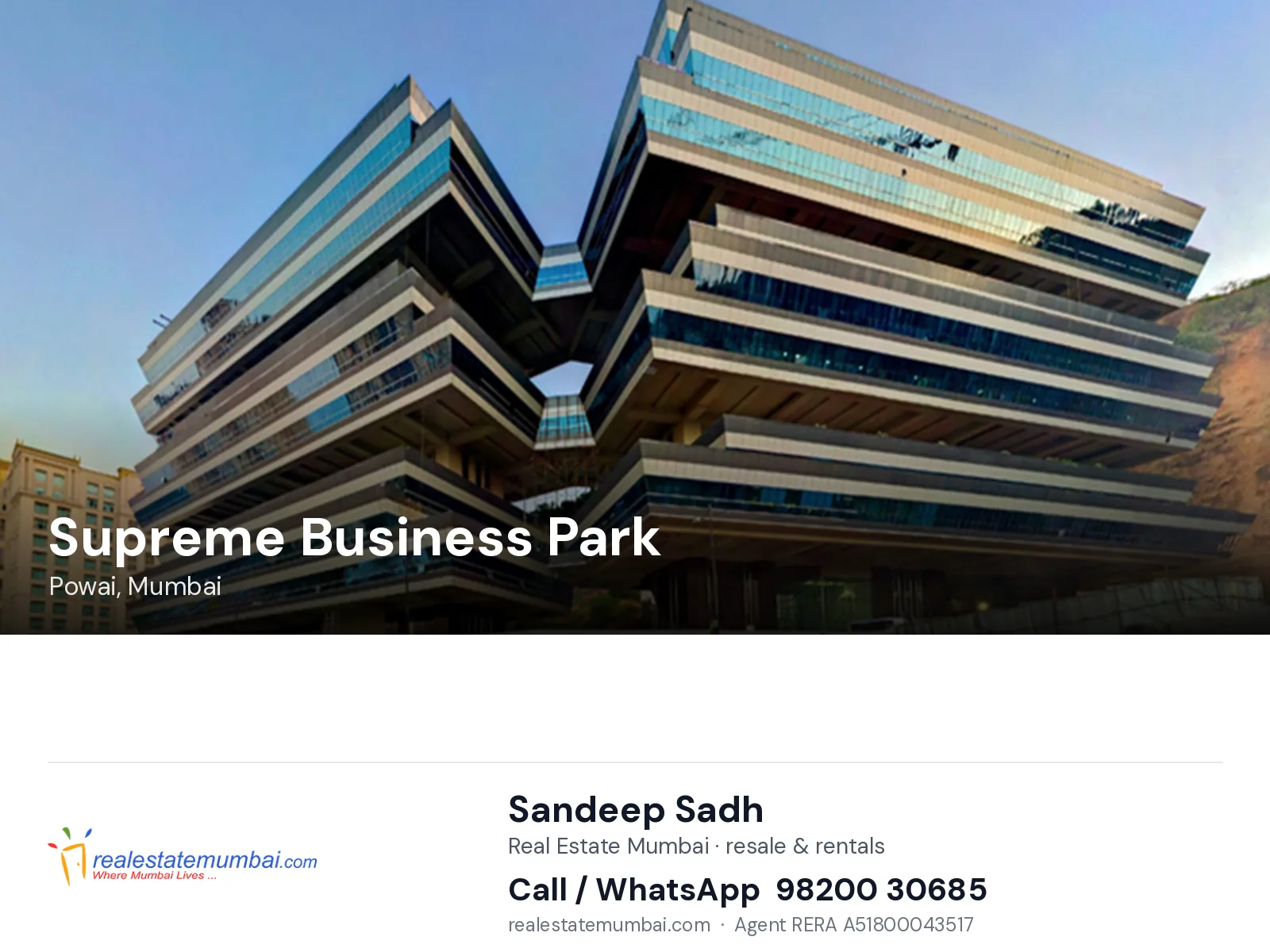 Supreme Business Park, Powai, Mumbai — flats | Real Estate Mumbai, Sandeep Sadh 98200 30685