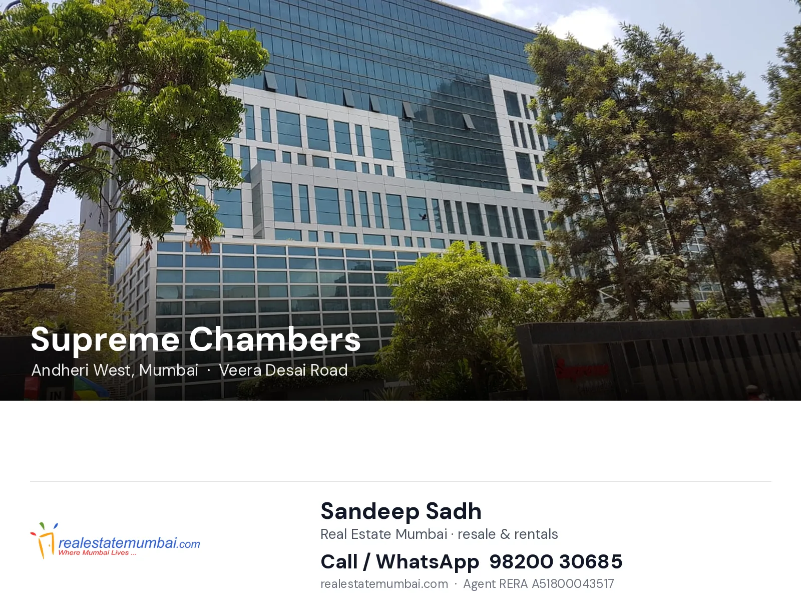 Supreme Chambers, Andheri West, Mumbai — flats | Real Estate Mumbai, Sandeep Sadh 98200 30685