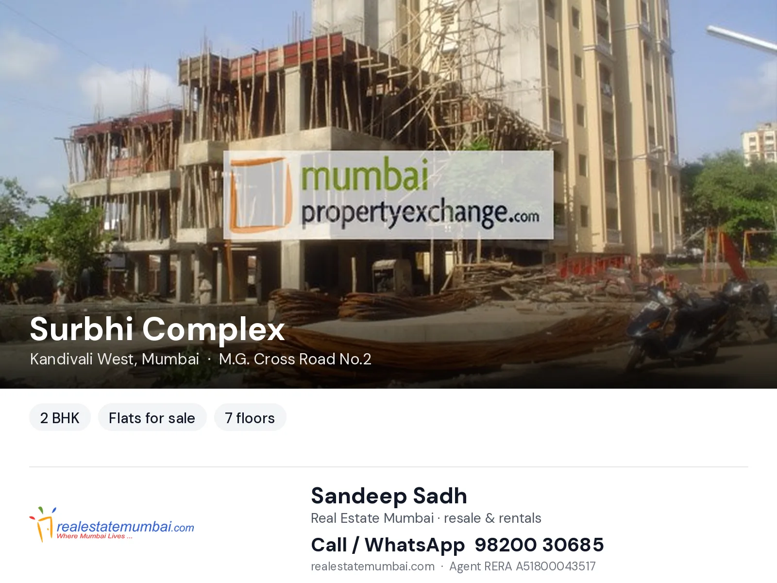 Surbhi Complex, Kandivali West, Mumbai — 2 BHK flats for sale | Real Estate Mumbai, Sandeep Sadh 98200 30685