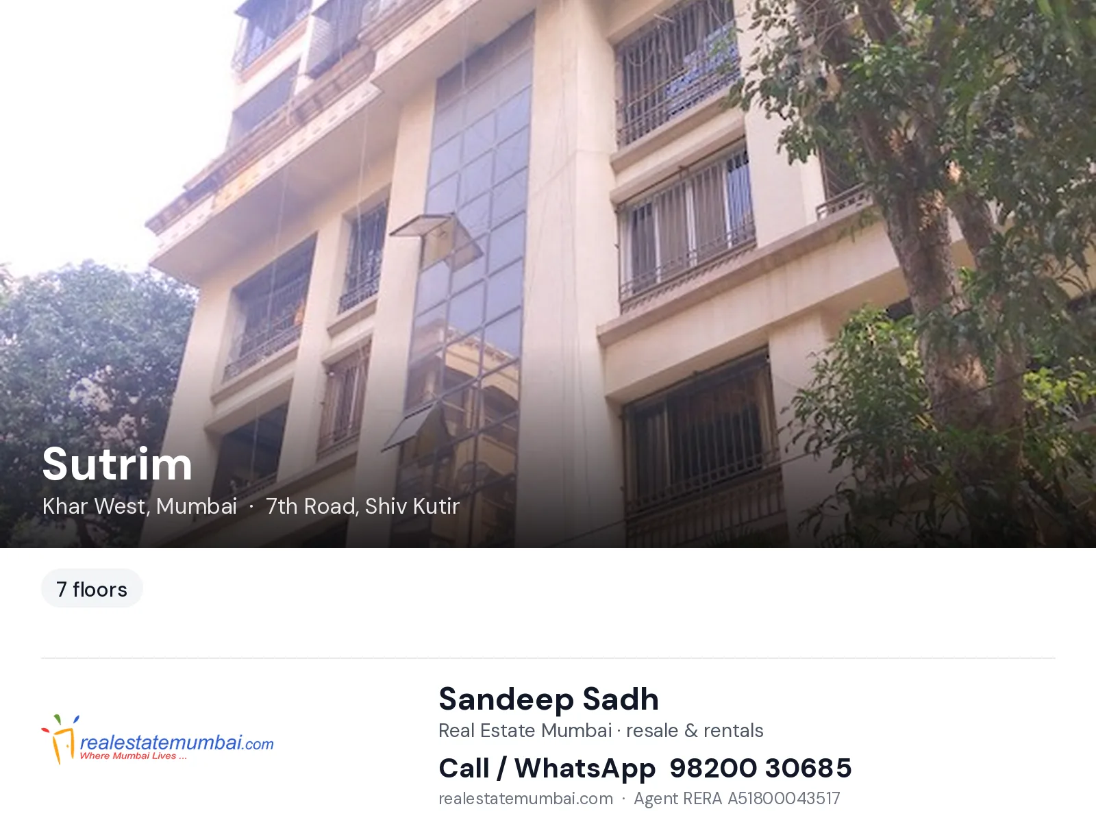 Sutrim, Khar West, Mumbai — flats | Real Estate Mumbai, Sandeep Sadh 98200 30685