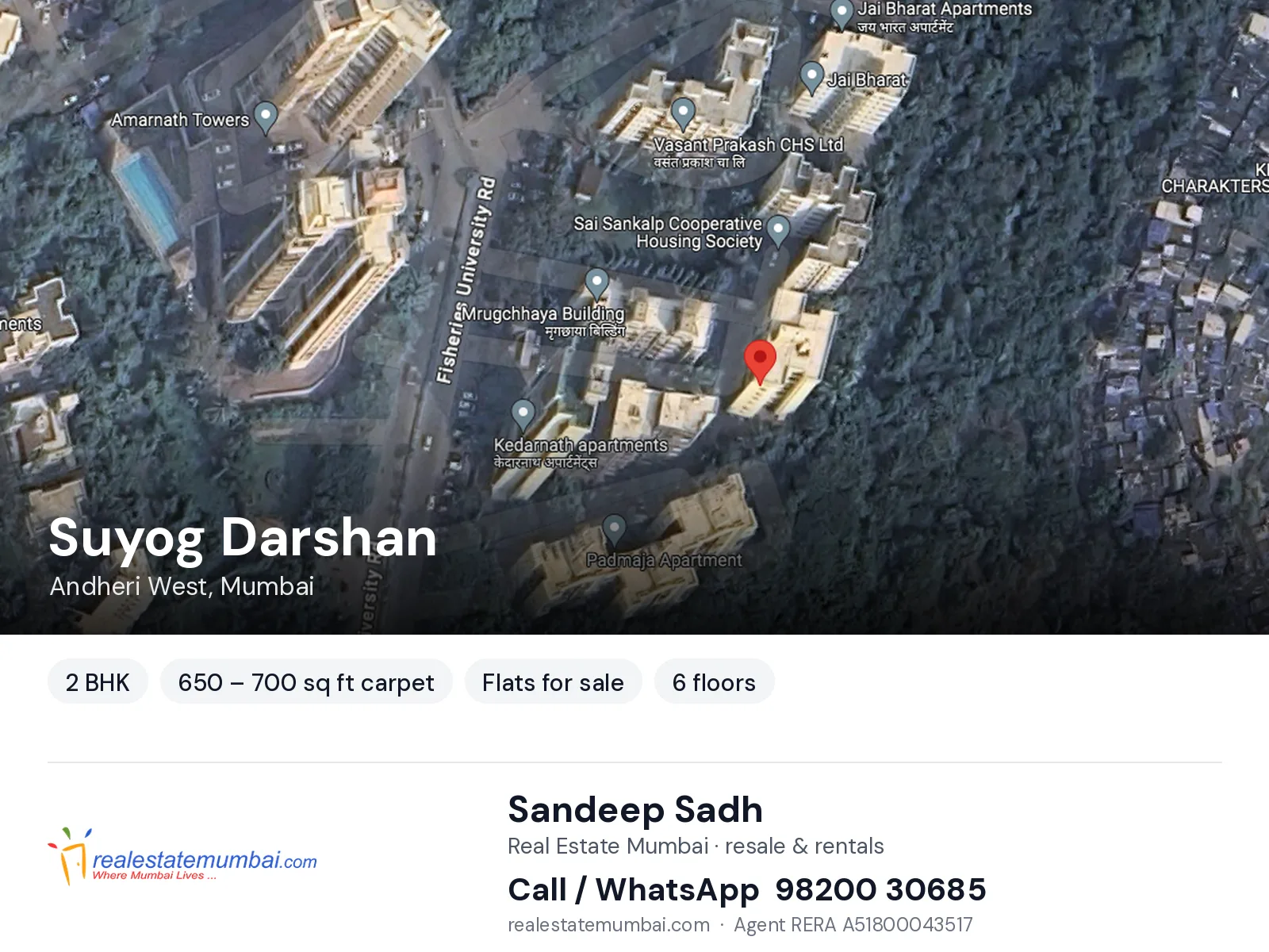 Suyog Darshan, Andheri West, Mumbai — 2 BHK flats for sale | Real Estate Mumbai, Sandeep Sadh 98200 30685
