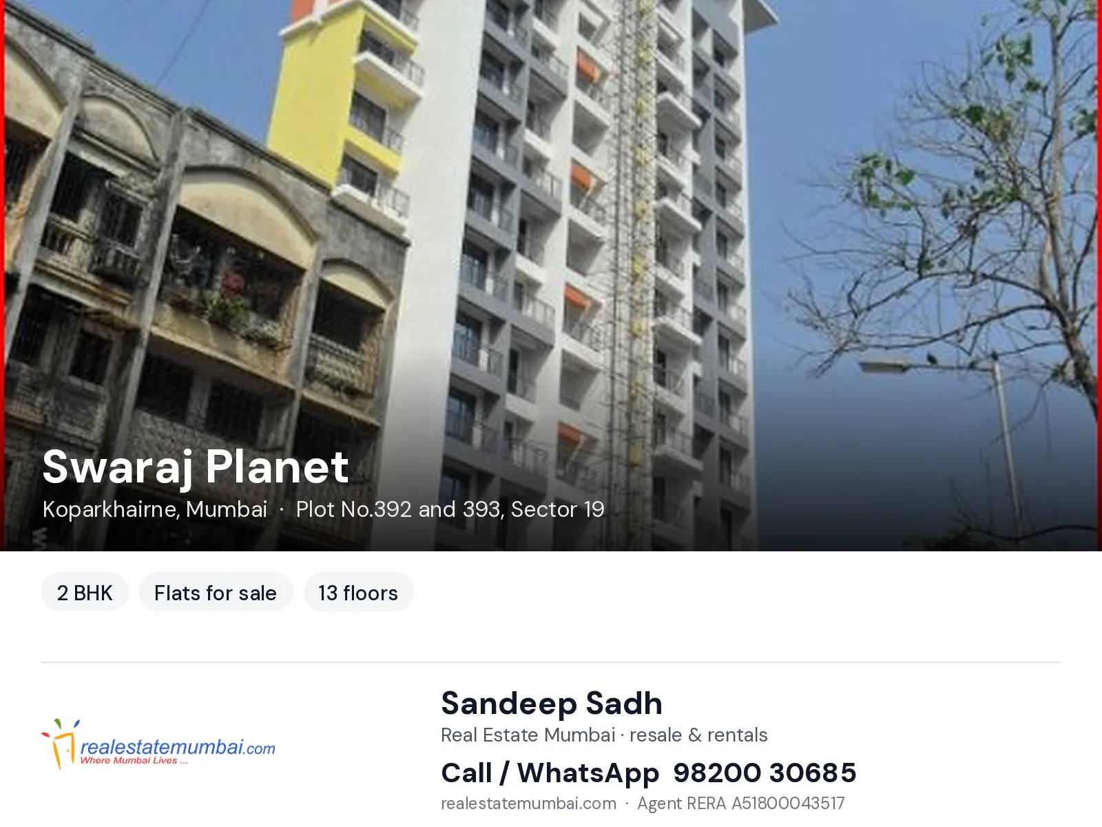 Swaraj Planet, Koparkhairne, Mumbai — 2 BHK flats for sale | Real Estate Mumbai, Sandeep Sadh 98200 30685