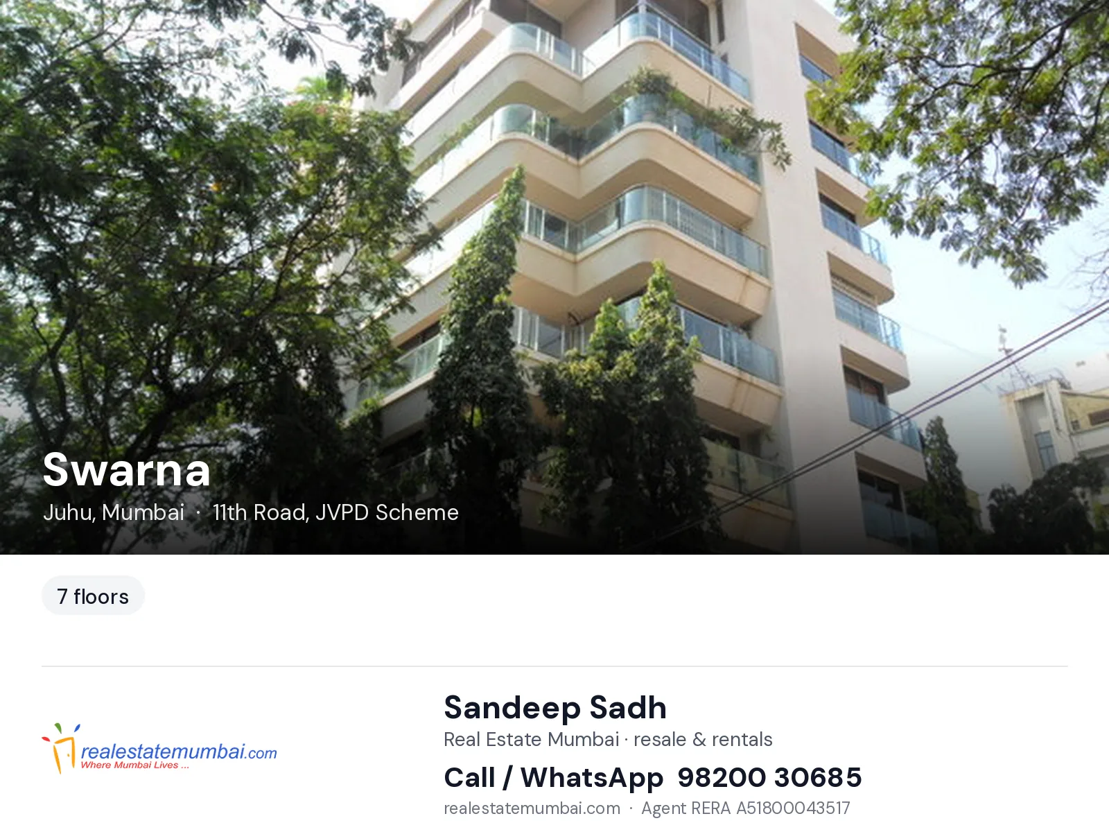 Swarna, Juhu, Mumbai — flats | Real Estate Mumbai, Sandeep Sadh 98200 30685