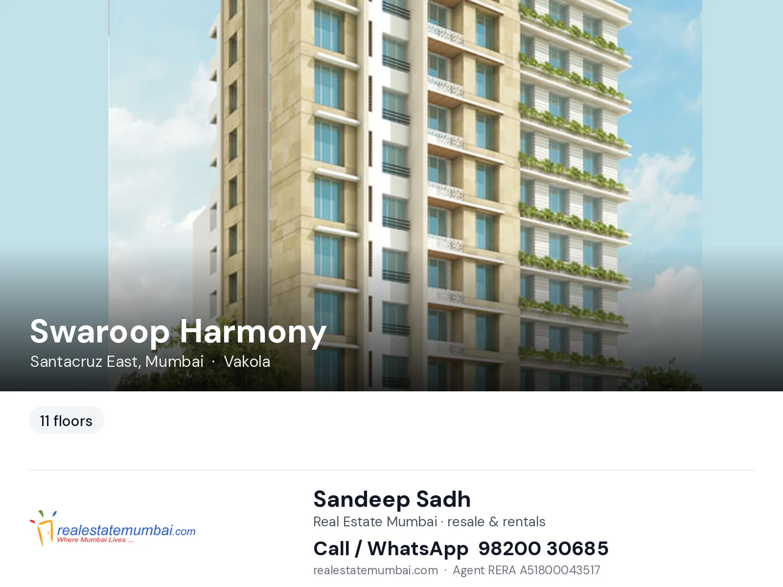 Swaroop Harmony, Santacruz East, Mumbai — flats | Real Estate Mumbai, Sandeep Sadh 98200 30685